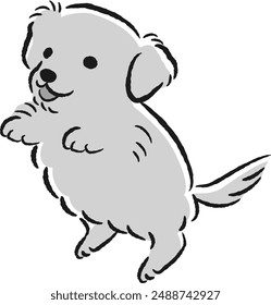 A hand-drawn, relaxed and cute dog illustration. A rough and stylish impression. Vector illustration.