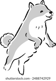 A hand-drawn, relaxed and cute dog illustration. A rough and stylish impression. Vector illustration.