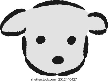 A hand-drawn, relaxed and cute dog illustration. A rough and stylish impression. Vector illustration.