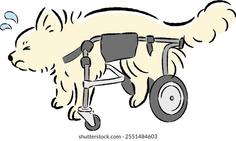 A hand-drawn, relaxed and cute dog illustration. A rough and stylish impression. Vector illustration.