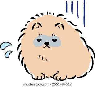 A hand-drawn, relaxed and cute dog illustration. A rough and stylish impression. Vector illustration.