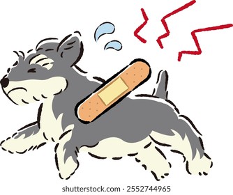 A hand-drawn, relaxed and cute dog illustration. A rough and stylish impression. Vector illustration.