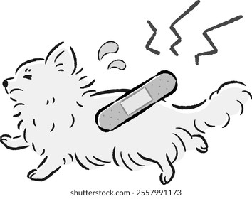 A hand-drawn, relaxed and cute dog illustration. A rough and stylish impression. Vector illustration.