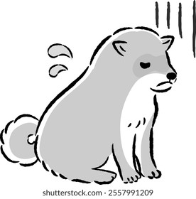 A hand-drawn, relaxed and cute dog illustration. A rough and stylish impression. Vector illustration.