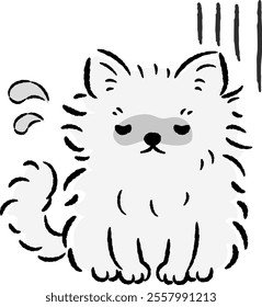 A hand-drawn, relaxed and cute dog illustration. A rough and stylish impression. Vector illustration.