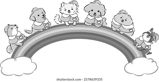 A hand-drawn, relaxed and cute dog illustration. A rough and stylish impression. Vector illustration.