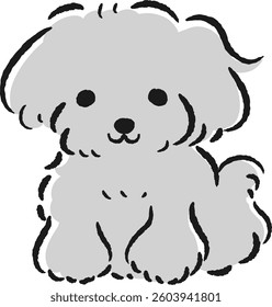 A hand-drawn, relaxed and cute dog illustration. A rough and stylish impression. Vector illustration.
