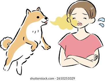 A hand-drawn, relaxed and cute dog illustration. A rough and stylish impression. Vector illustration.