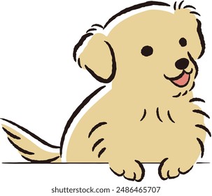 Hand-drawn, relaxed and cute dog. Perfect for creating a rough and stylish impression. Vector illustration.