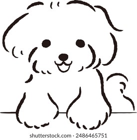 Hand-drawn, relaxed and cute dog. Perfect for creating a rough and stylish impression. Vector illustration.