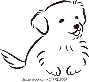 Hand-drawn, relaxed and cute dog. Perfect for creating a rough and stylish impression. Vector illustration.