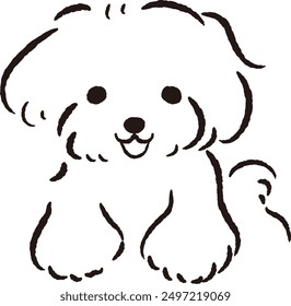 Hand-drawn, relaxed and cute dog. Perfect for creating a rough and stylish impression. Vector illustration.