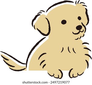 Hand-drawn, relaxed and cute dog. Perfect for creating a rough and stylish impression. Vector illustration.