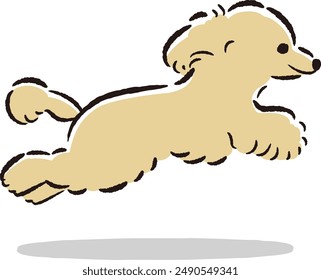 Hand-drawn, relaxed and cute dog. Rough and stylish impression. Vector illustration.