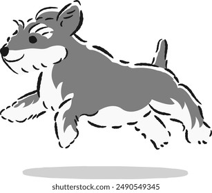 Hand-drawn, relaxed and cute dog. Rough and stylish impression. Vector illustration.