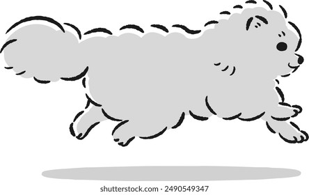 Hand-drawn, relaxed and cute dog. Rough and stylish impression. Vector illustration.
