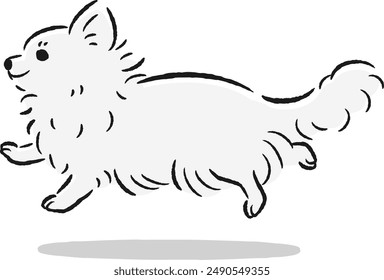 Handgezeichneter, entspannter und niedlicher Hund. Rauer und stilvoller Eindruck. Vektorillustration.