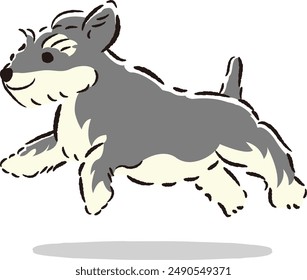 Hand-drawn, relaxed and cute dog. Rough and stylish impression. Vector illustration.