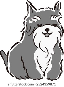 Hand-drawn, relaxed and cute dog. Rough and stylish impression. Vector illustration.