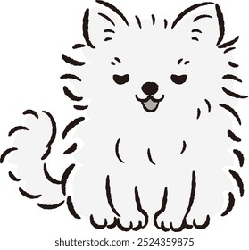 Hand-drawn, relaxed and cute dog. Rough and stylish impression. Vector illustration.