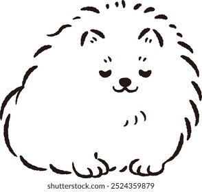 Perro dibujado a mano, relajado y lindo. Impresión áspera y con estilo. Ilustración vectorial.