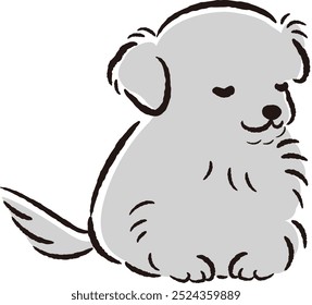 Hand-drawn, relaxed and cute dog. Rough and stylish impression. Vector illustration.