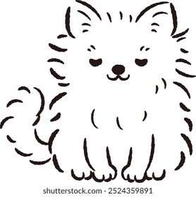 Hand-drawn, relaxed and cute dog. Rough and stylish impression. Vector illustration.