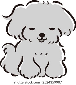 Hand-drawn, relaxed and cute dog. Rough and stylish impression. Vector illustration.