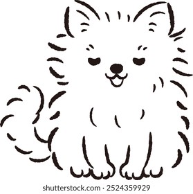 Hand-drawn, relaxed and cute dog. Rough and stylish impression. Vector illustration.