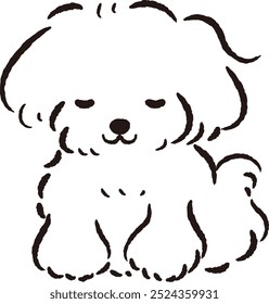 Hand-drawn, relaxed and cute dog. Rough and stylish impression. Vector illustration.