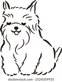 Hand-drawn, relaxed and cute dog. Rough and stylish impression. Vector illustration.