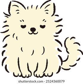 Hand-drawn, relaxed and cute dog. Rough and stylish impression. Vector illustration.