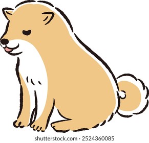 Hand-drawn, relaxed and cute dog. Rough and stylish impression. Vector illustration.