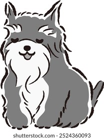 Hand-drawn, relaxed and cute dog. Rough and stylish impression. Vector illustration.