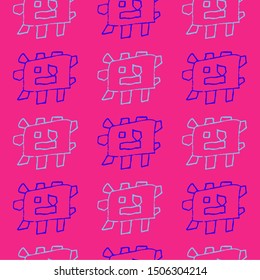 Hand-drawn repeating background with a square sun in a children's style. 