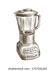 Hand-drawn retro Blender. Sketch retro kitchenware vector illustration