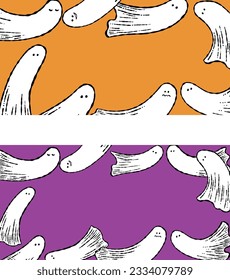 Hand-drawn retro ghost frame background
