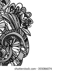 Hand-drawn retro waves pattern, wavy background. 