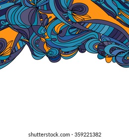 Hand-drawn retro waves pattern, wavy background.