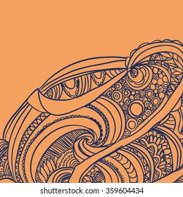 Hand-drawn retro waves pattern, wavy background.