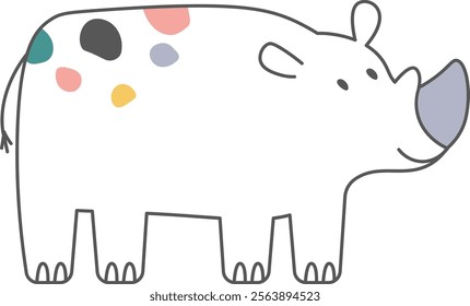 Handdrawn Rhino Lined Vector Illustration