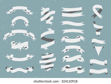 Hand-drawn ribbon banners set. Vector illustration for your design.