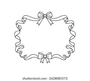 Hand-drawn Ribbon  Frame Line Art Vector 