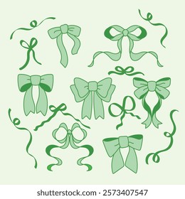Hand-Drawn Ribbon Line Art Collection: Vintage, Elegant, Decorative Bow Illustrations