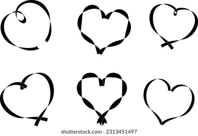 Hand-drawn ribbon silhouette illustration set