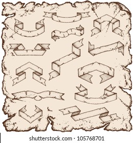 Hand-drawn ribbons set
