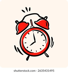 Hand-Drawn Ringing Alarm Clock Doodle