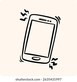 Hand-Drawn Ringing Smartphone Doodle Icon