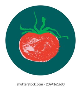 Hand-drawn ripe tomato drawing. Natural tomatoes vector Illustration. Pastel drawings of organic tomato for seed label, packaging design catchup, banner organic agriculture, vegetarian food symbol