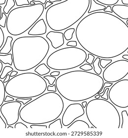 Textura de rocha de rio desenhada à mão. padrão de vetor de seixo de pedra orgânica sem costura